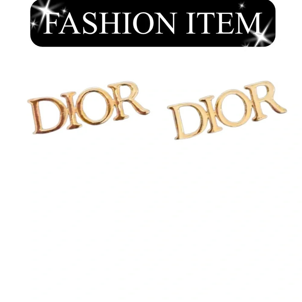 A-1DC-38: EARRINGS: Gold-Tone w/Lettering, NWOT